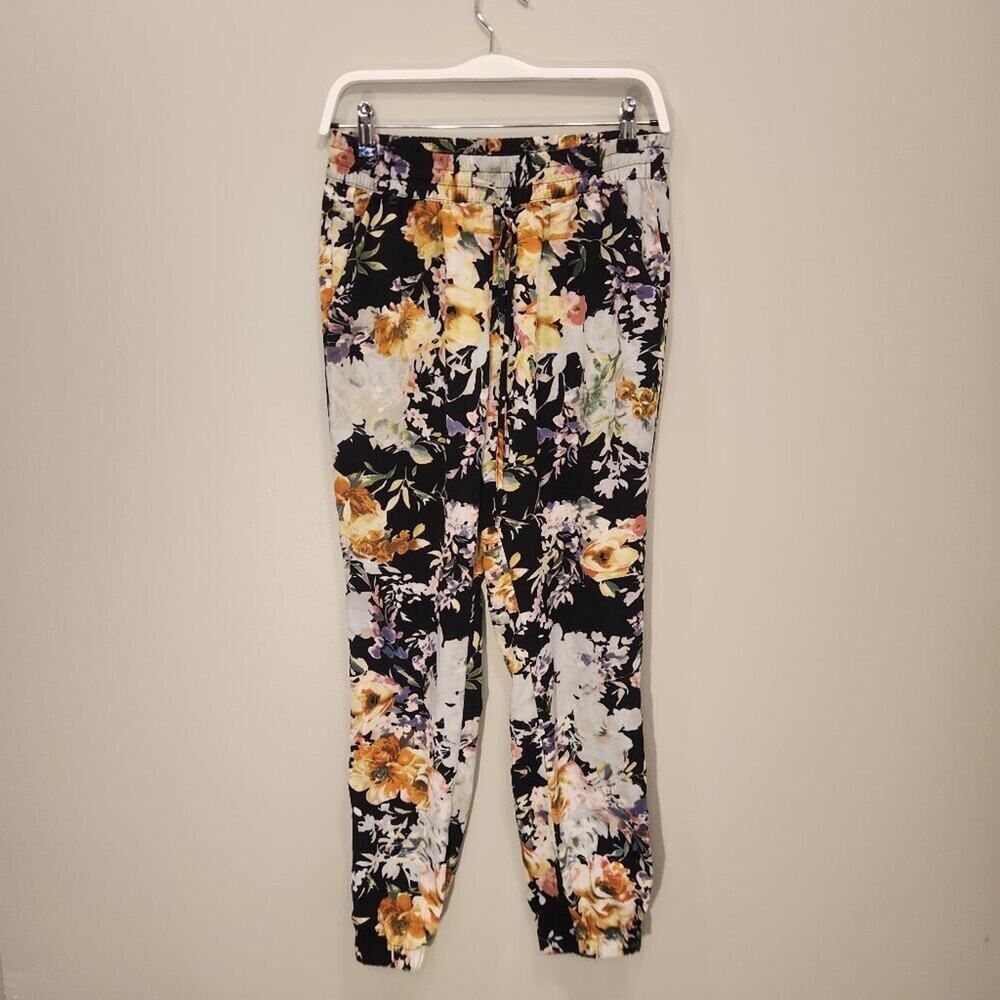Buffalo by David Bitton Black Floral Tara Jogger Pants - Size S
